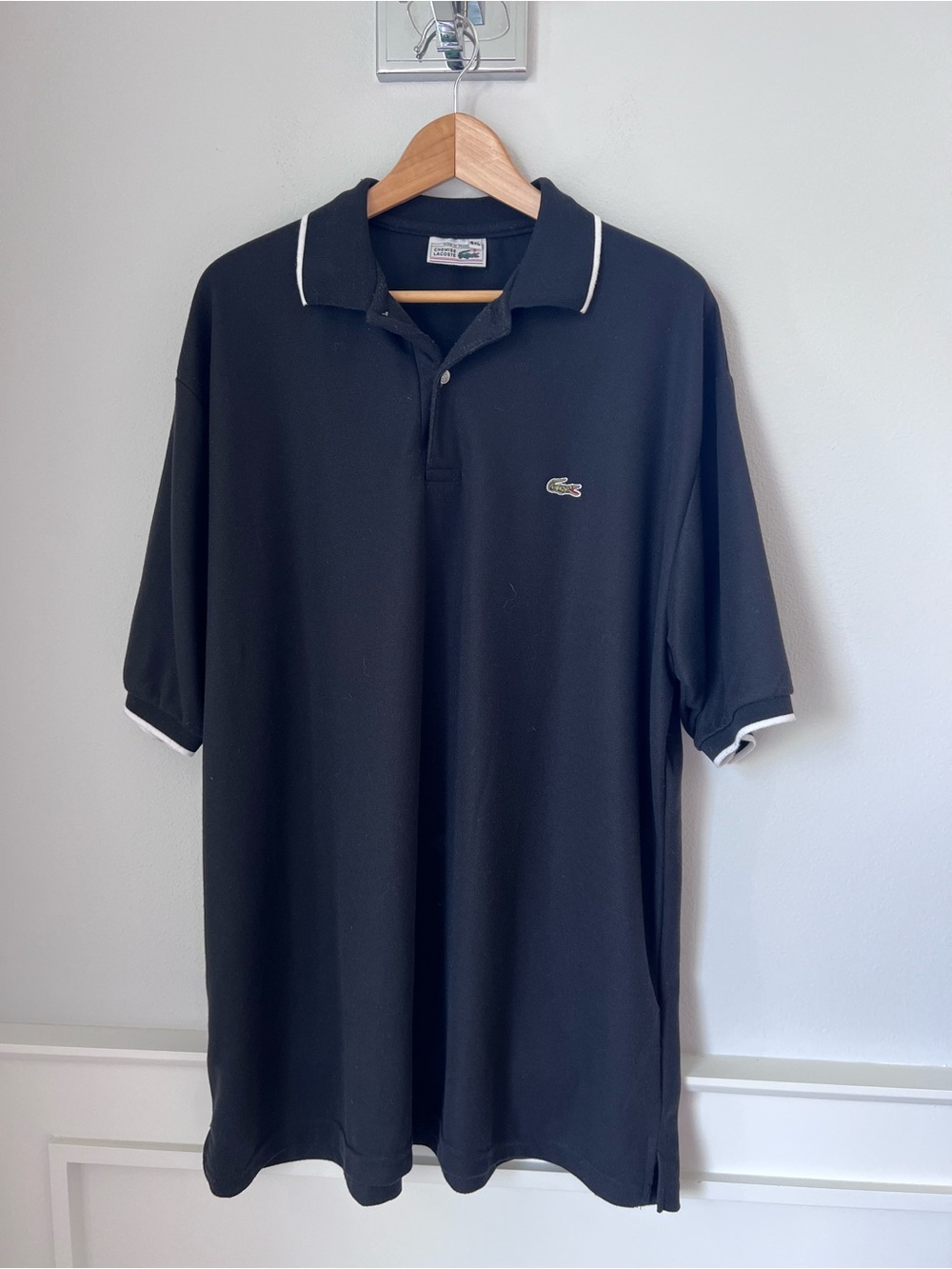 Lacoste Black Polo with White Piping